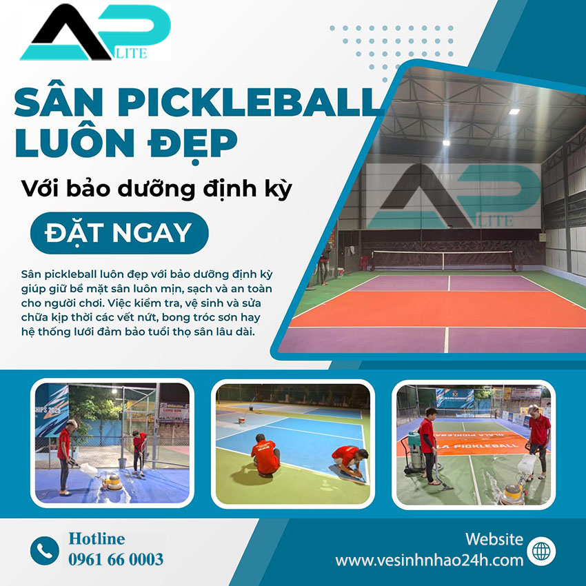 dịch vụ vệ sinh sàn sân pickleball